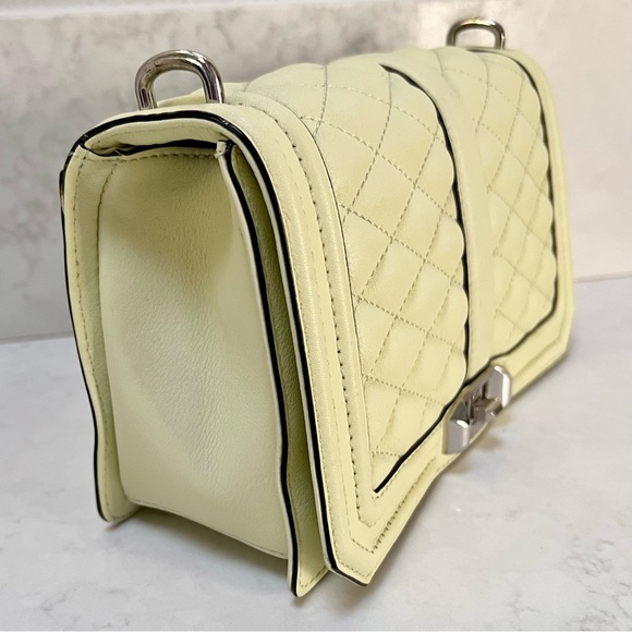 Rebecca Minkoff Quilted Love Crossbody Bag in “Honeydew” Green, Chain Strap, EUC - Picture 7 of 10
